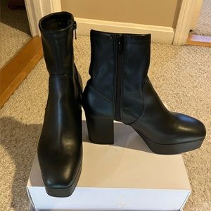 Black leather booties